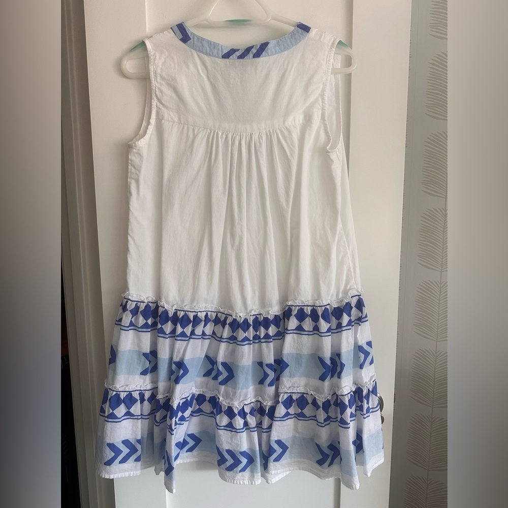 BINDU White and Blue Sleeveless Dress - Picture 2 of 3